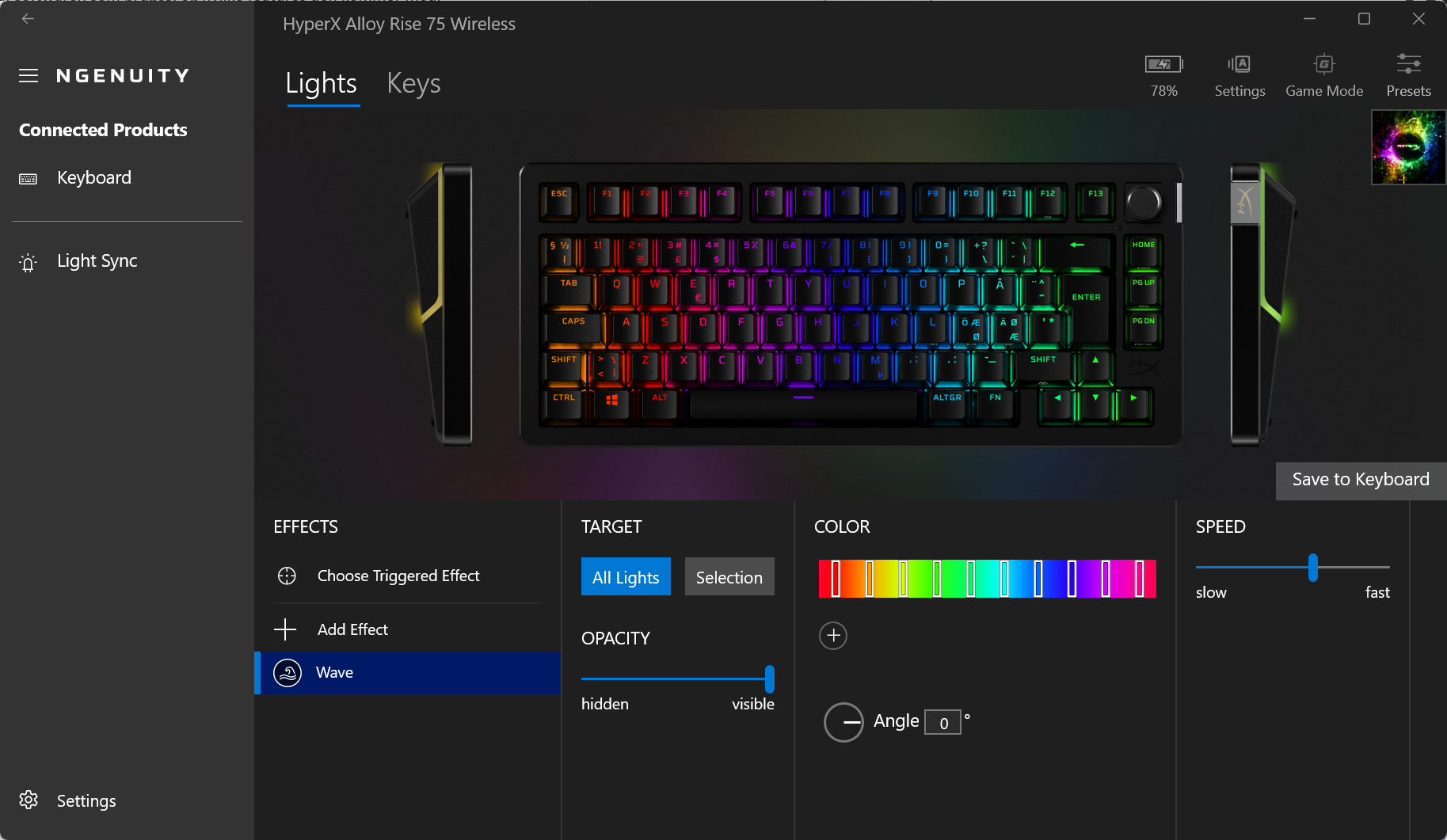 HyperX Alloy Rise 75 Wireless hot-swappable gaming keyboard tastatur trådløst Red switches linear.png
